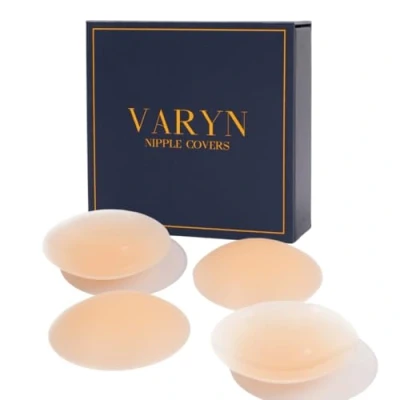 Image of VARYN Nipple Covers, 2 Pairs Of 8cm Seamless Hypoallergenic Silicone Covers. Ultra Thin, Premium Reusable Covers With Travel Case