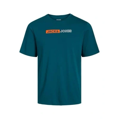Image of Jack &amp; Jones LOGO Print Tshirt, Men&#039;s, Size: 2XL, Deep teal