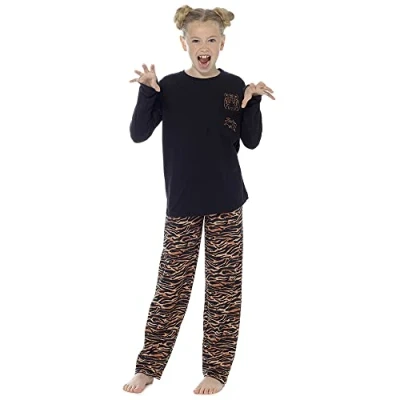 Image of Undercover Girls Tiger Print Pyjamas LN259 Black/Tiger 13 Years