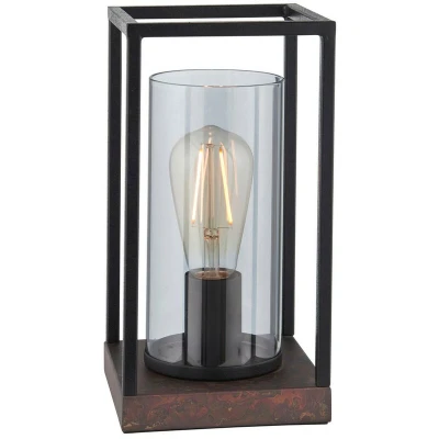 Image of Pescasseroli Table Lamp Sand Black And Bronze Patina Finish With Grey Tinted Glass