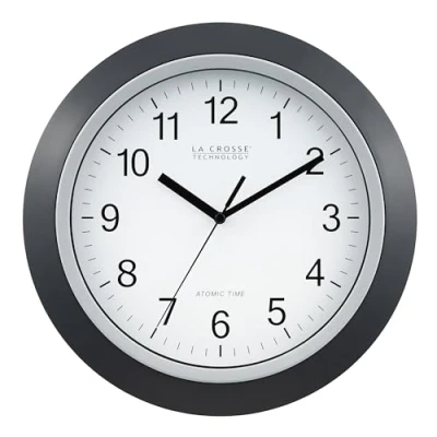 Image of La Crosse Technology Analog Atomic Wall Clock, Black, 12 Inch