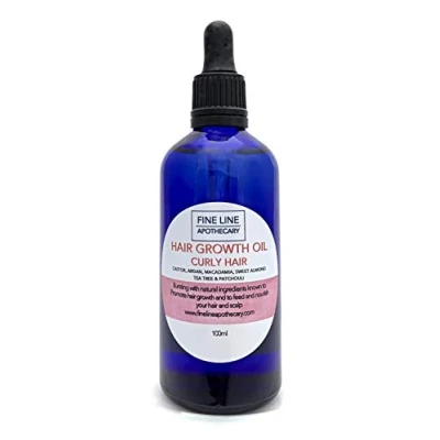 Image of Fine Line Apothecary Hair Growth Oil for Curly 100% Natural Pure Oils to Promote Growth. Repairs, Nourishes Dry Damaged Hair. 100ml