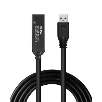 Image of LINDY 20m USB 3.0 Type A to C, Active Extension Cable, Long Distance Connection, PCs, Macs, Laptops, MacBook, Tablet, Smartphone, PS5, VR Headset, Printer, Webcam, Ext Drive etc.