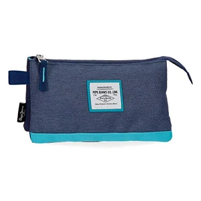 Image of Pepe Jeans Molly Triple Pencil Case Blue 22x12x5 cms Polyester