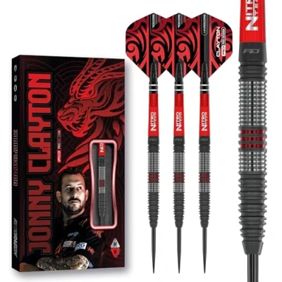 Image of RED DRAGON Darts Professional Player Jonny Clayton Hiraeth 23g 90% Tungsten Steel tip Set with Dart Flights and Shafts (Stems)
