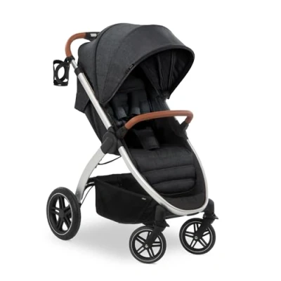 Image of hauck Uptown, Melange Black Pushchair with Large Seat, Rubber Wheels, Suspension Raincover &amp; Cup Holder, Height Adjustable, Easy Compact Folding, Fully Reclining from Birth up to 22 kg