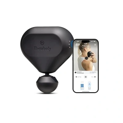 Image of Theragun Mini Massage Gun Handheld Deep Tissue Percussion &amp; Compact Personal Massager for On The Go, Portable Muscle Pain Relief in Neck, Back, Leg, Hand, Shoulder and Foot (Black 2.0)