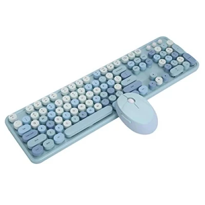 Image of PUSOKEI Wireless Keyboard and Mouse Combo, 104Keys Full Size 2.4G Set with Number Pad for PC/Destkop Computer, Cute Keyboard(Green)