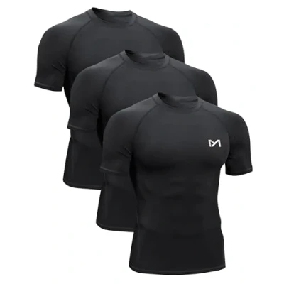 Image of MEETYOO Mens Compression Shirt, White, M UK