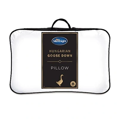 Image of Silentnight Hungarian Goose Down Pillows 2 Pack Hotel Quality Luxury Feather and with Pure Cotton Cover Ideal for Front Back Sleepers Machine Washable