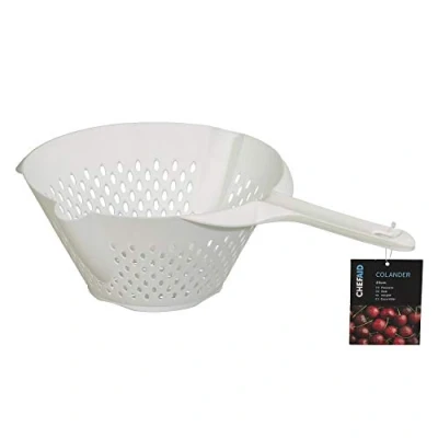 Image of Chef Aid White Plastic Colander with Long Handle,40 x 26 11.5 cm