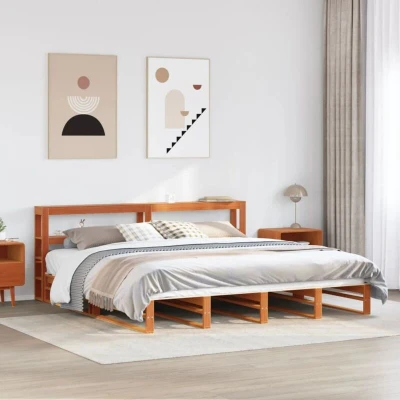 Image of vidaXL Bed Frame without Mattress Wax Brown 200x200 cm Solid Wood Pine