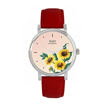 Image of Toff London Ladies Yellow Sunflower Flower Watch