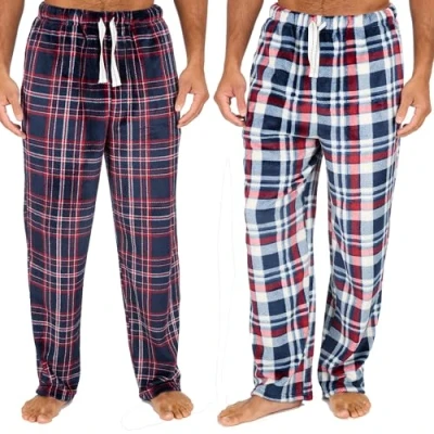 Image of INSIGNIA 2 Pack Mens Fleece Check Pyjamas Lounge Pants Bottoms (SET 5, XXL)