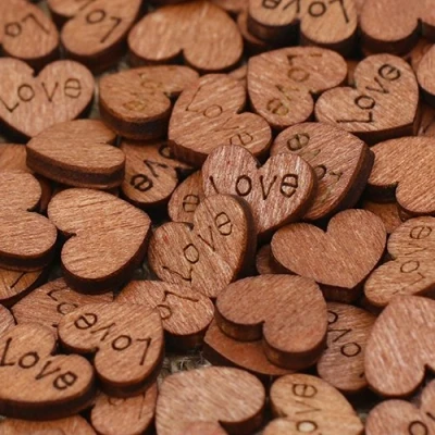 Image of Greenlans Rustic Wooden 100pcs Wood Love Heart Stars Wedding Table Scatter Decoration Crafts (#7)