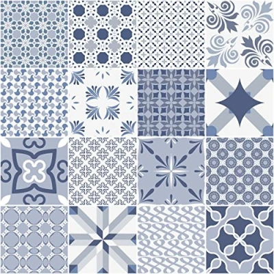 Image of Ambiance Sticker Self Adhesive Decorative Wall Decal Cement Tile for Bathroom and Kitchen Arctique Pack of 9 Stickers 20 x cm