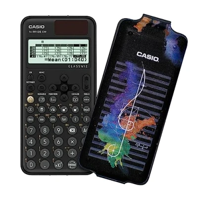 Image of Casio FX 991DE CW ClassWiz Technical Scientific Calculator with Art Case &quot;Music&quot;, German Menu Guide (Limited Edition)