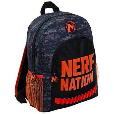 Image of Nerf Nation Backpack Boys Back to School Rucksack Kids Bag for College Large Double Pockets with Bullets Holder