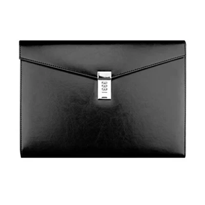 Image of A4 Document File Folder with Password Lock Organizer PU Leather Office Manager Bag Travel Folders