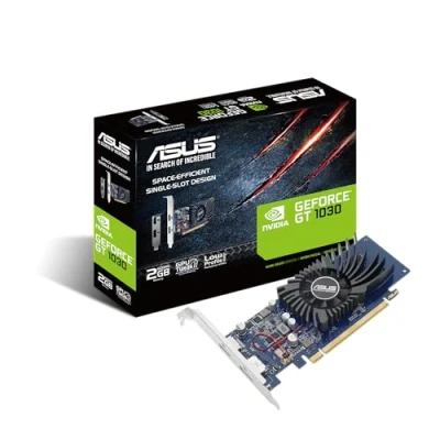 Image of ASUS GeForce GT 1030 2GB GDDR5 low profile graphics card for HTPC build (with I/O port brackets)