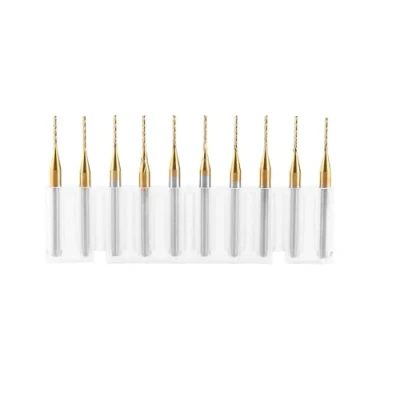 Image of Hilitand 10 Pcs 1mm Tungsten Carbide End Mill Titanium Coat Milling Cutter Engraving Bits Rotary Burrs Set CNC Router (38 x 3.175 1 mm)