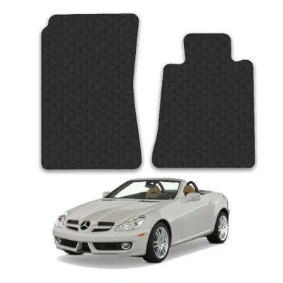 Image of 5mm Rubber Car Mats Compatible With Mercedes Slk (2004 2011) [R171] Tailored Fit Floor Set Accessory Custom Anti Slip Backing Heavy Duty Waterproof Easy Clean Durable All Weather