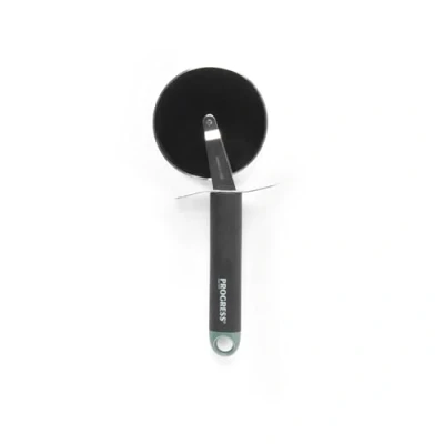 Image of Progress BW09574GEU7 Shimmer Pizza Cutter Wheel, Durable and Stylish Design, Soft Touch Handle with Green Cuff, Easy Clean, Hanging Hook, Ideal for Slicing Pizza, Garlic Bread, Tarts &amp; More