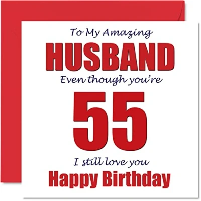 Image of Funny 55th Birthday Cards for Husband 55 I Still Love You Happy Card from Wife Partner, Fifty Five Fifth Hubby Banter Gifts, 145mm x Joke Humour Greeting