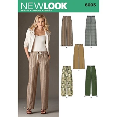 Image of New Look A 10 12 14 16 18 20 22 Sewing Pattern 6005 Misses Pants, white