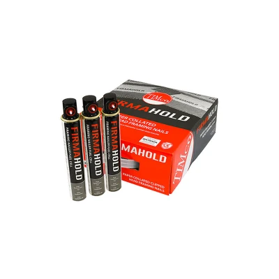 Image of 2x TIMCO Firmahold Collated Clipped Head Nails &amp; Fuel Cells Trade Pack Ring Shank Bright CBRT63G