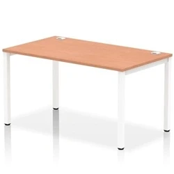 Image of Impulse Bench Single Row 1400 White Frame Office Desk Beech