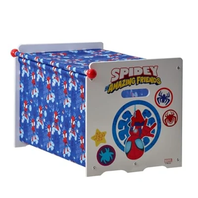 Image of Marvel Spidey and His Amazing Friends Storage Box Easy to Assemble Toy Chest for Kids Sturdy &amp; Durable Design Ideal Organizing Toys, Books, Games in Bedrooms or Playrooms