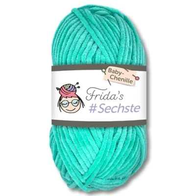 Image of Frida&#039;s Wollhaus 50 g #Sixth Baby Chenille Yarn Knitting Crochet Wool Amigurumi Velvety Soft 30 Colours (746 Turquoise)