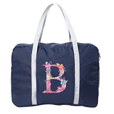 Image of Pink Initial Letter Printed Cabin Bag 45x36x20 for Easyjet Airlines Underseat Travel Holdall Carry on Hand Luggage Weekend Packable Duffel Bag,Sports Fitness (Pink B)