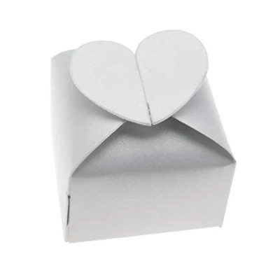 Image of 50 pcs Favour Gift Heart Candy Boxes Wedding Party Christenings Pearl White