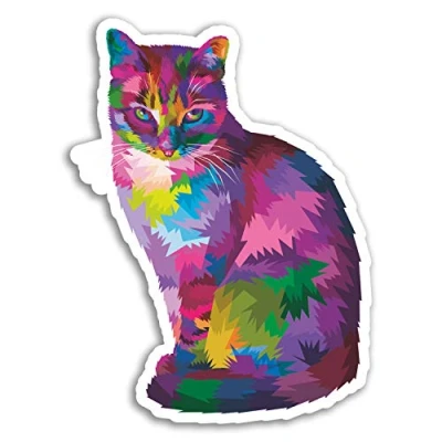 Image of 2 x 10cm Neon Abstract Cat Vinyl Stickers Kitten Sticker Laptop Luggage #17461 (10cm Tall)