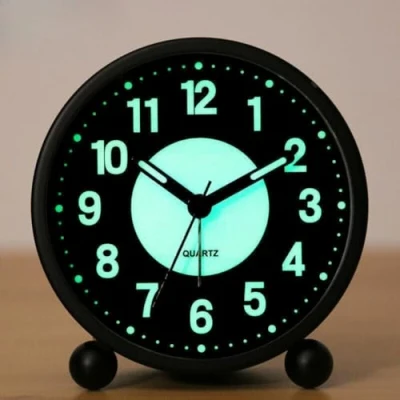 Image of EBILUN Silent Bedside Alarm Clock Non Ticking Glow in the Dark Bedroom (black)