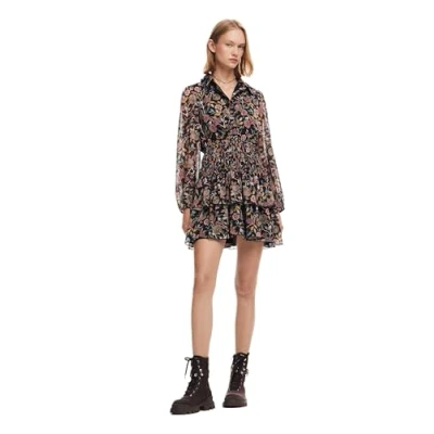 Image of Desigual Women&#039;s Woman Woven Dress Long Sleeve Black