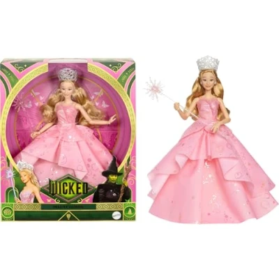 Image of Mattel Universal Wicked Deluxe Glinda Fashion Doll &amp; Accessories Including Crown Scepter, Movie Inspired Look with Posability