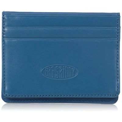 Image of Big Skinny New Yorker Leather ID Slim Wallet, Holds Up to 24 Cards, Ocean Blue