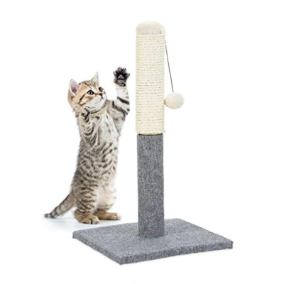 Image of Relaxdays Scratching Post, 54 cm, Grey Freestanding Cat Tower with Sisal Post &amp; Ball Heavy Duty, Indoor Use, For Small Breeds, Easy Assembly