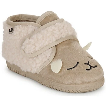 Image of victoria Ojalá Unisex Fur Slippers Animals &amp; Strap Matching Sole 105119 for Kids Beige 24