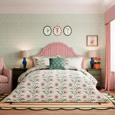 Image of Sanderson for National Trust Catherinae Duvet Cover Set Single Fuschia