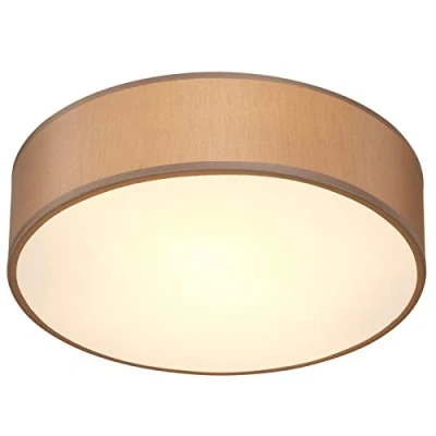 Image of MONZANA® 38cm Round Fabric Ceiling Light Modern Material Circular Lamp Shade 2xE27 40 Watt Socket Bedroom Lounge Childrens Room Office Taupe