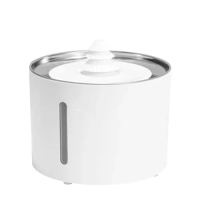Image of Amazon Basics Stainless Steel Cat Water Fountain for Drinking with 3 Filters, L, White