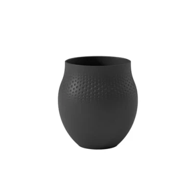 Image of Villeroy &amp; Boch Collier Noir Vase Perle No. 1, 16.5x16.5x17.5 cm, Premium Porcelain, Black