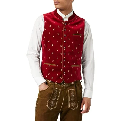 Image of Stockerpoint Men&#039;s Weste Calzado Trachtenwesten, Red (Dark Red), 48