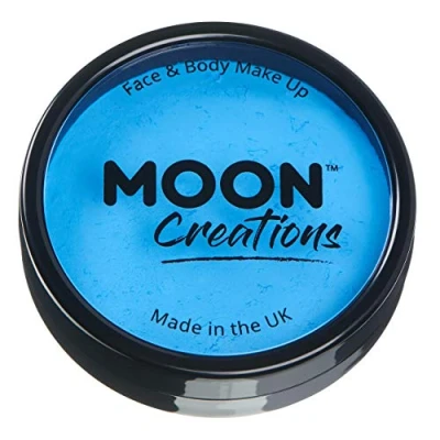 Image of Moon Creations Pro Face &amp; Body Makeup Sky Blue 36g Professional Colour Paint Cake Pots For Painting Kids, Adults, Fancy Dress, Festivals, Halloween