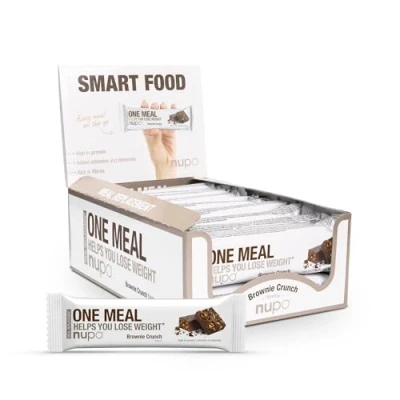 Image of NUPO One meal Bar Brownie Crunch I Tasty replacement bars for a balanced diet plan Helps you lose weight High in protein 24 vitamins and minerals 15 x 60g
