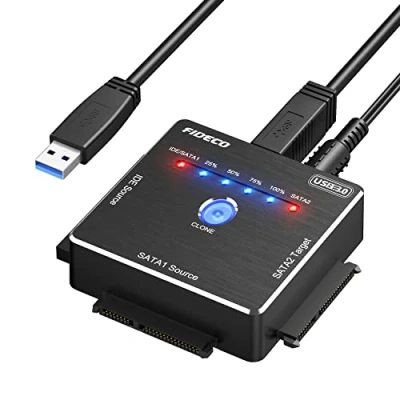 Image of FIDECO USB 3.0 to SATA or IDE Adapter, Hard Drive Adapter for 2.5 3.5 inches HDD SSD, Converter with 12V Power Support Offline Clone